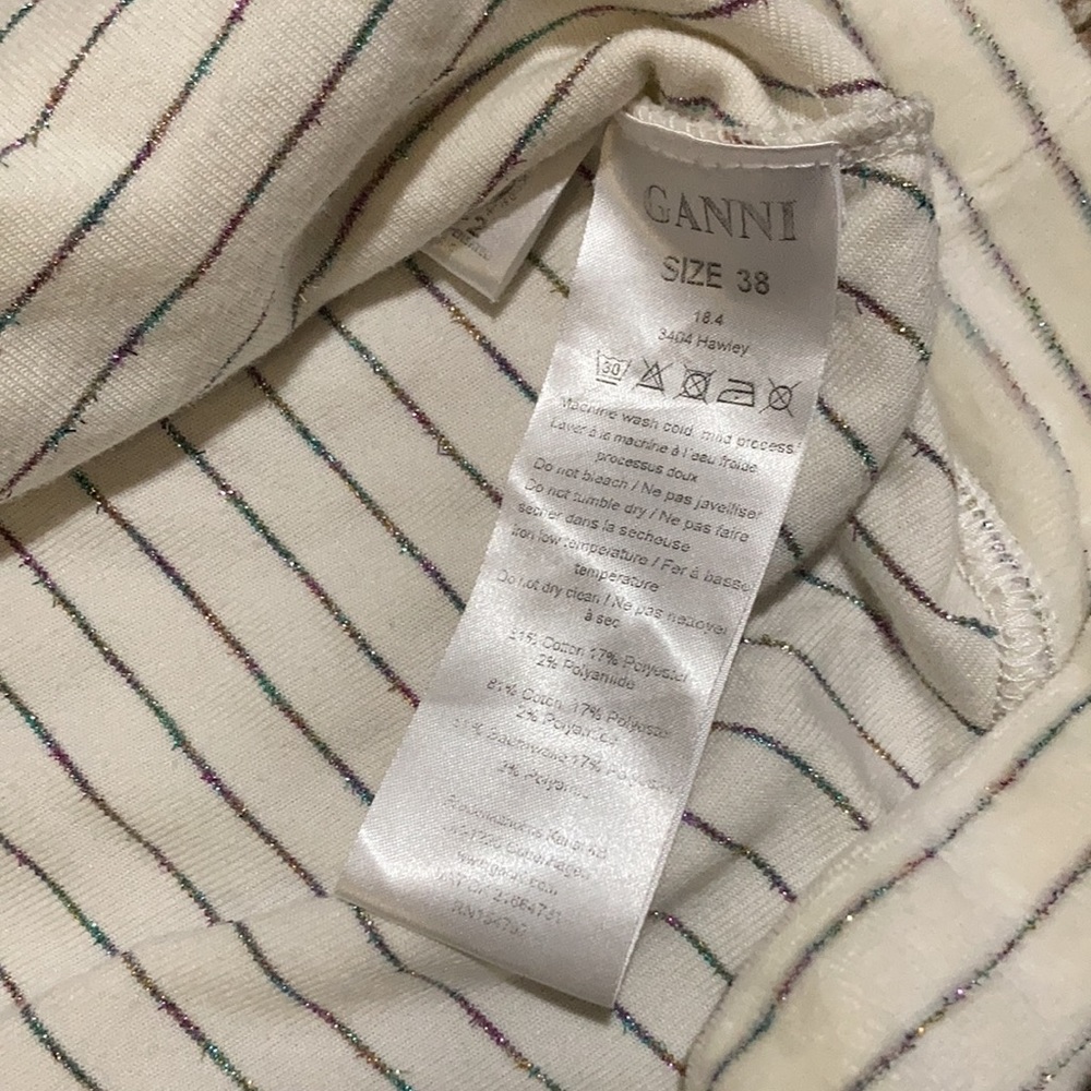 Ganni Harley Striped Cotton-Blend Velour Sweater Size 38 - Picture 8 of 8